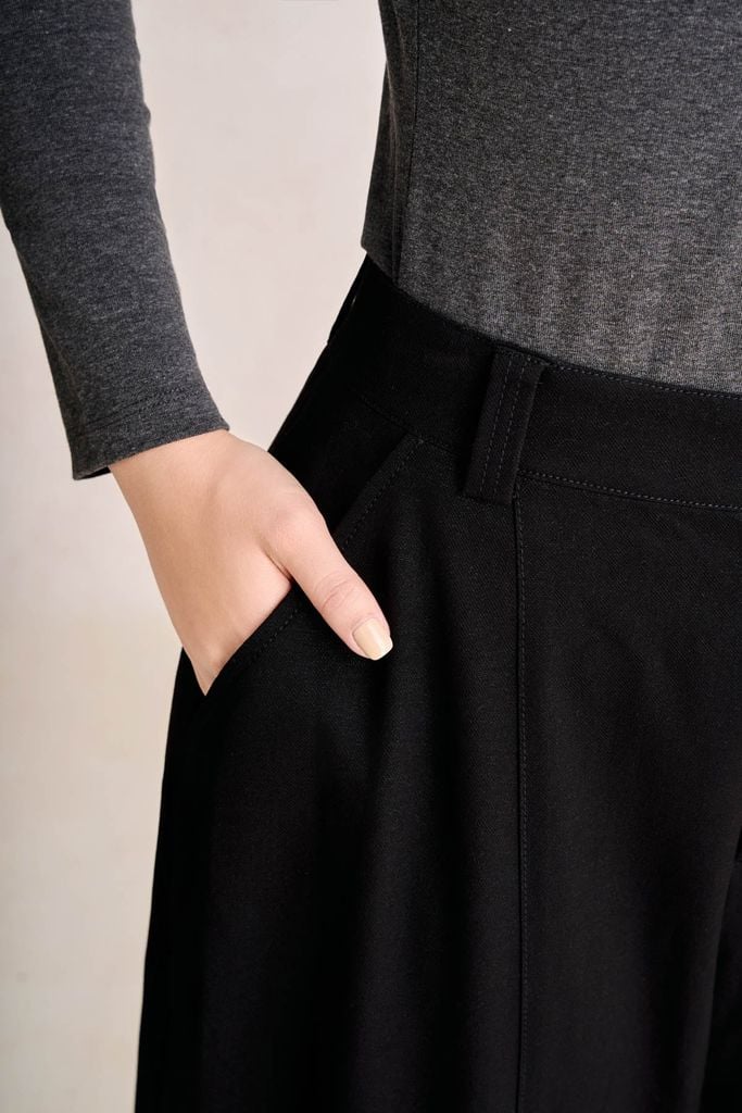 FQD51231 - Quần dài công sở vải thô dáng bomber ống rộng thời trang khoá thân trước - PANTIO