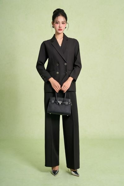 FAV51000 - Áo vest công sở vải tuytsi dáng suông cổ gai ve tay dài thân áo có khuy kim loại tạo kiểu - PANTIO