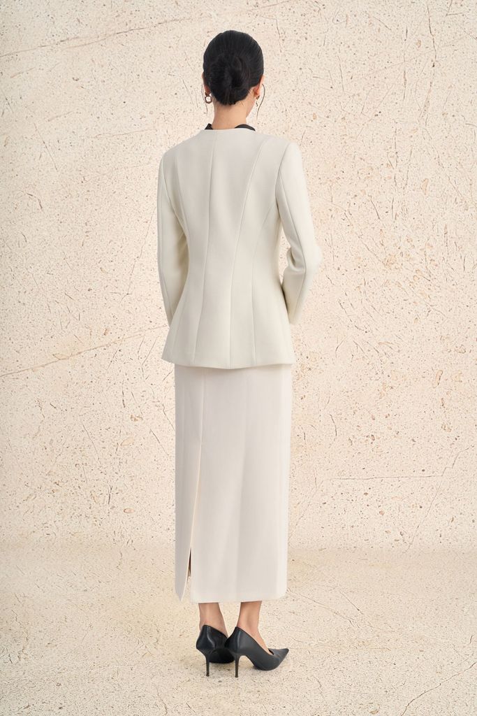 BJD73172 - Chân váy công sở vải thô dày dáng suông dài khoá thân sau - PANTIO