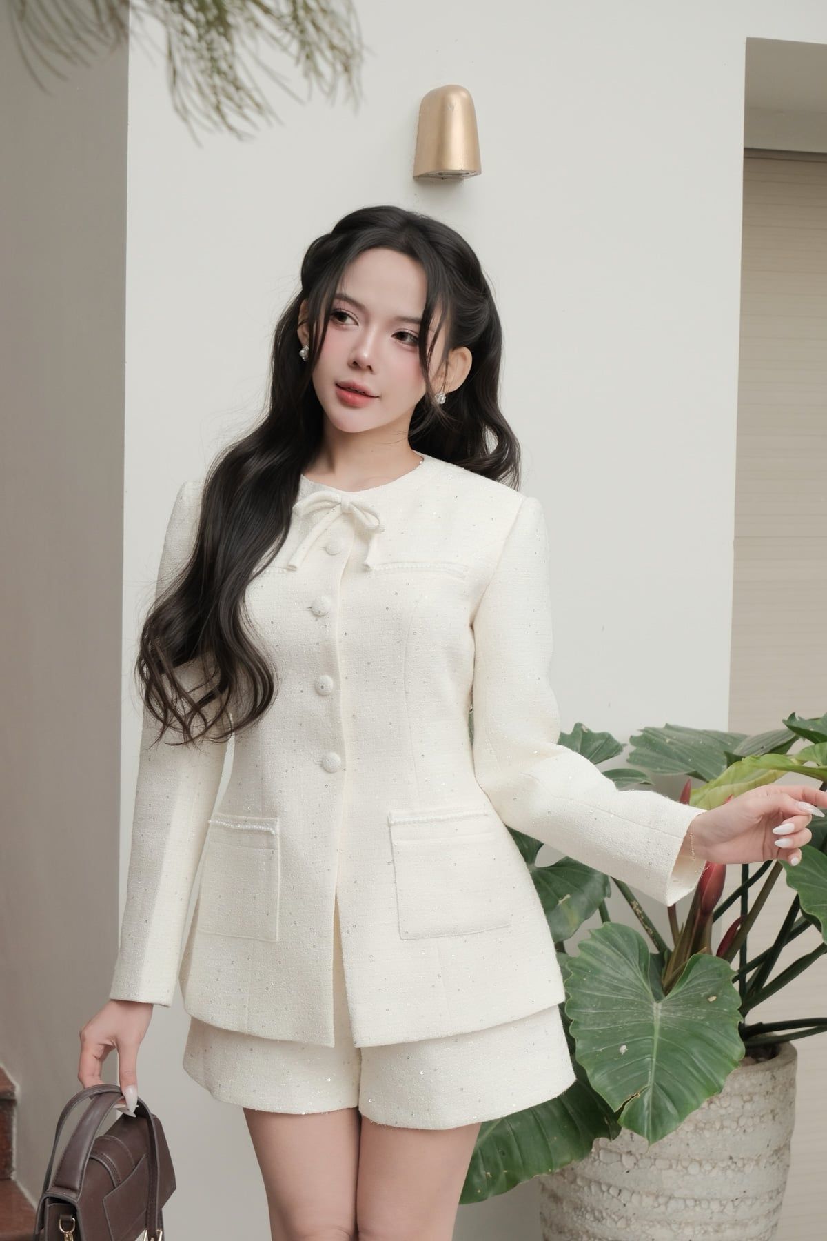 FQN9401 - Quần short vải dạ dáng suông cạp liền khoá thân sau - JAN.