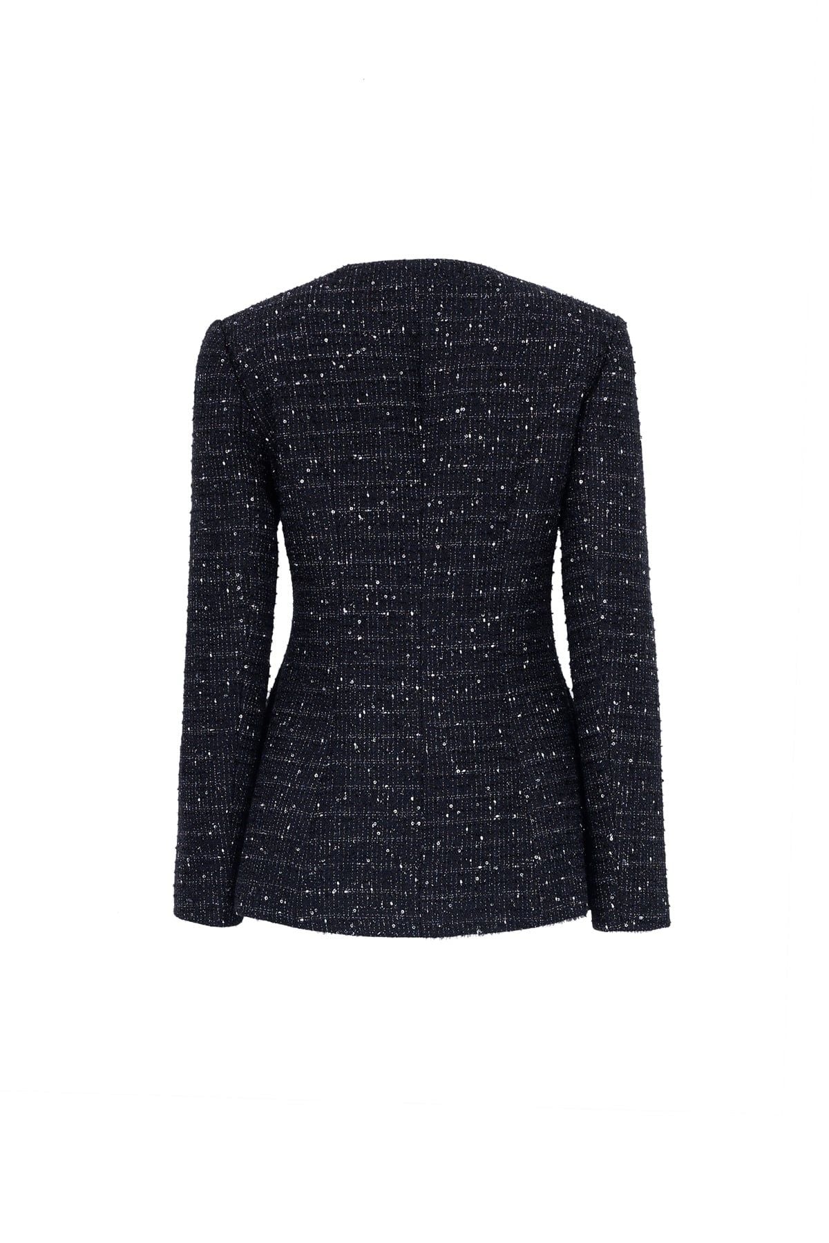 FAV9979 - Áo vest công sở vải dạ cao cấp cổ tròn đính nơ dáng chiết eo thời trang thân áo phối khuy bọc - JAN.