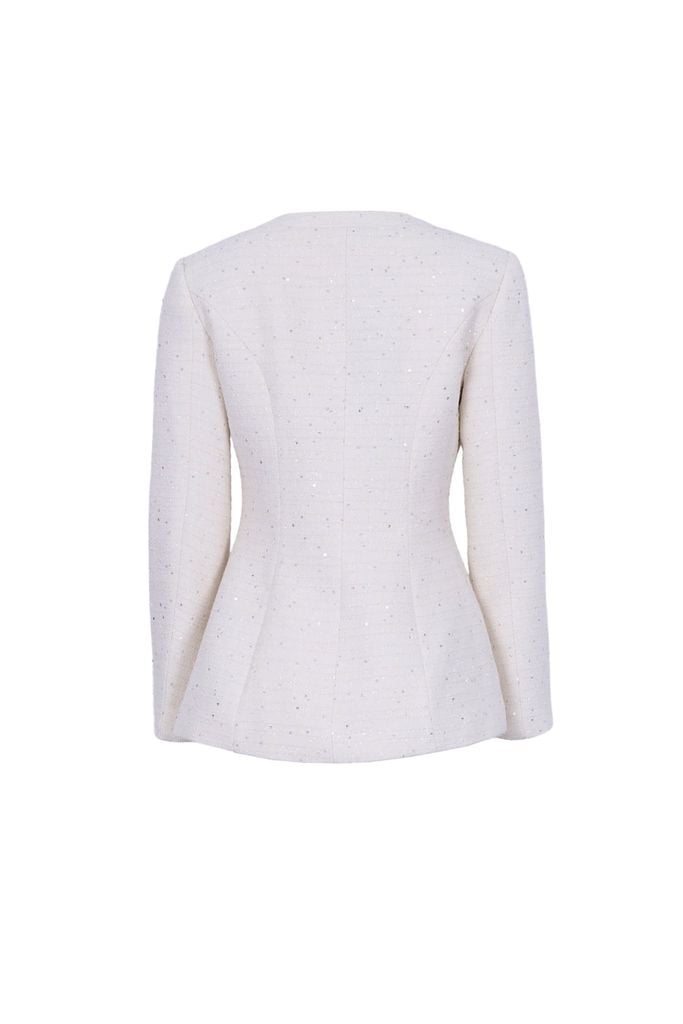 FAV9979 - Áo vest công sở vải dạ cao cấp cổ tròn đính nơ dáng chiết eo thời trang thân áo phối khuy bọc - JAN.