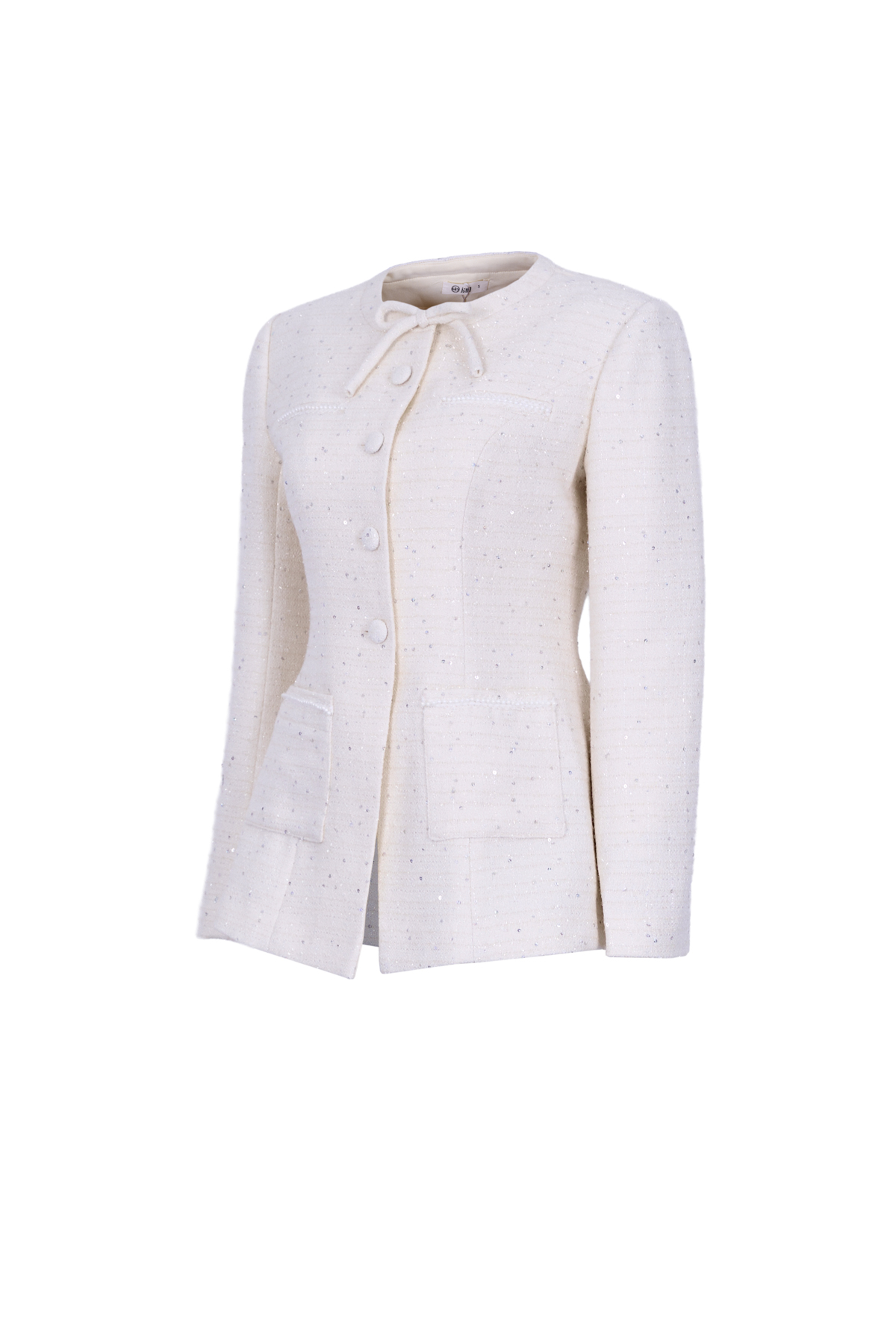 FAV9979 - Áo vest công sở vải dạ cao cấp cổ tròn đính nơ dáng chiết eo thời trang thân áo phối khuy bọc - JAN.