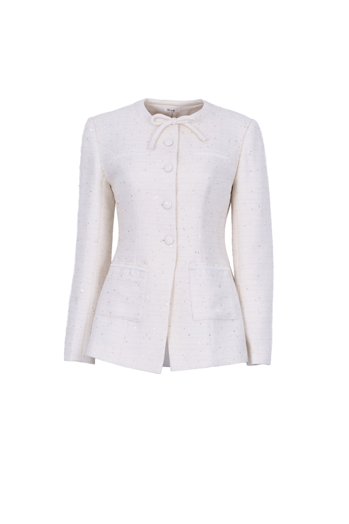 FAV9979 - Áo vest công sở vải dạ cao cấp cổ tròn đính nơ dáng chiết eo thời trang thân áo phối khuy bọc - JAN.