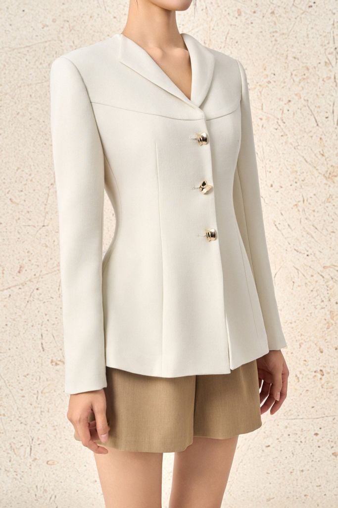 BQN73179 - Quần short vải thô dáng suông cạp phối ly bong khoá thân trước - PANTIO