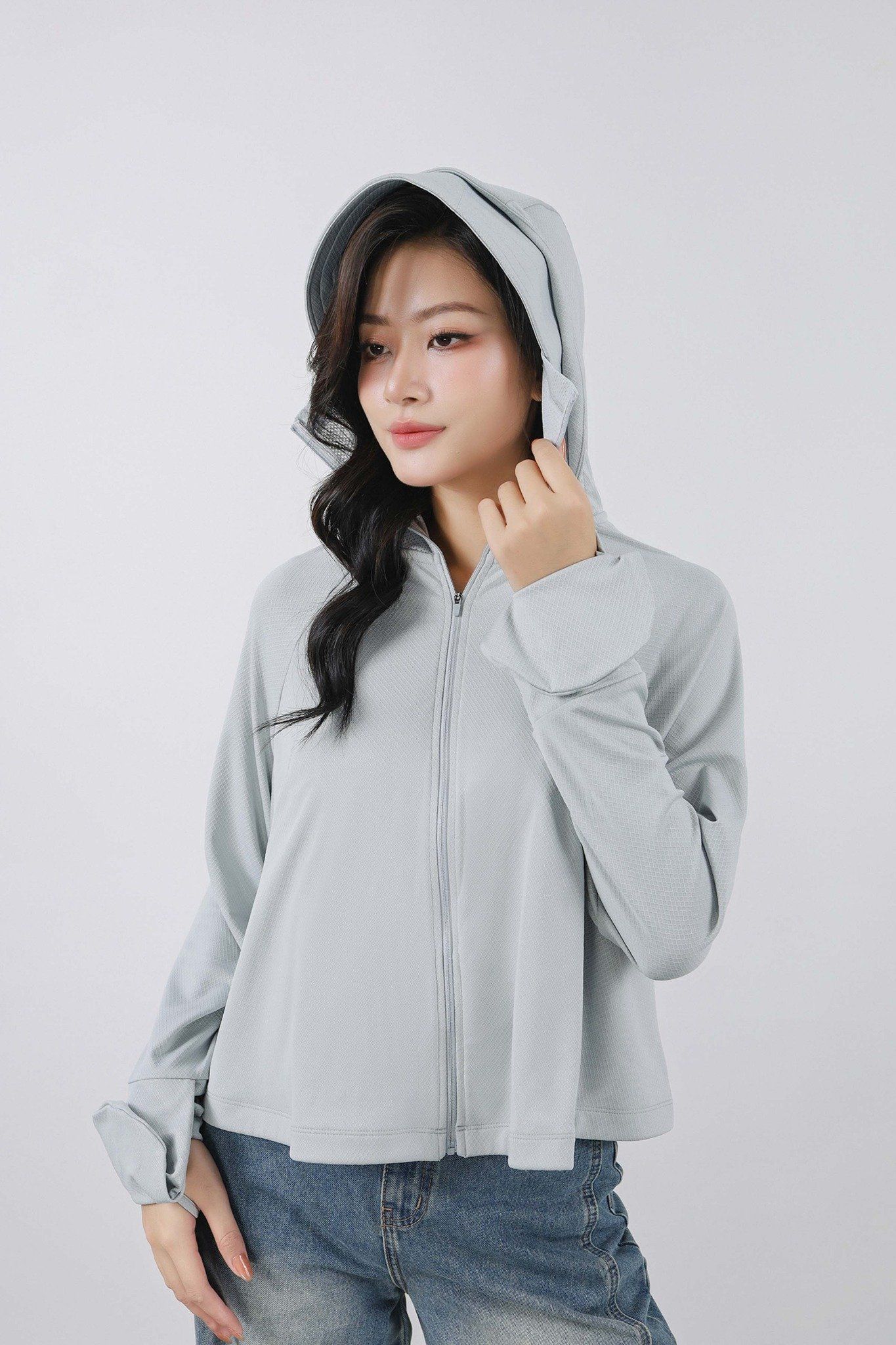 FCN001 - Áo khoác chống nắng cao cấp dáng lửng cánh dơi có mũ - PANTIO