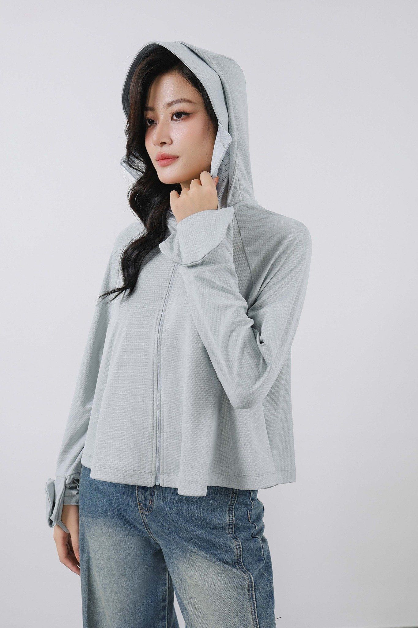 FCN001 - Áo khoác chống nắng cao cấp dáng lửng cánh dơi có mũ - PANTIO
