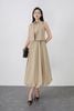 FDC15172 - Đầm công sở vải thô kate dáng bí cổ đức xẻ V kèm áo khoác liền tạo kiểu eo bo chun ôm thời trang - PANTIO
