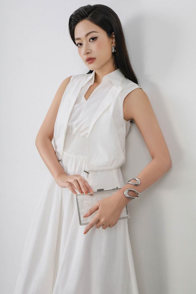 FDC15172 - Đầm công sở vải thô kate dáng bí cổ đức xẻ V kèm áo khoác liền tạo kiểu eo bo chun ôm thời trang - PANTIO