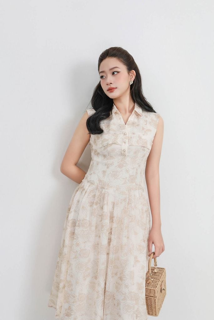 FDC34062 - tỷ lệ kèo 8899 vải lưới dáng xòe có lót vải habutai cổ đức thân phối vạt tạo kiểu khóa thân sau - tỷ lệ kèo 8899