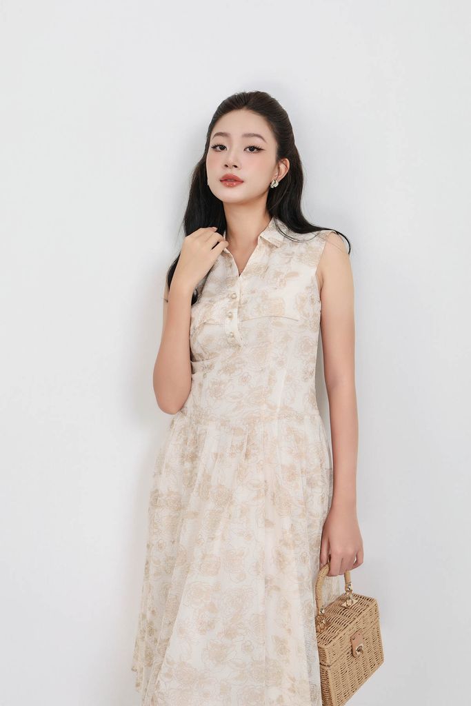 FDC34062 - tỷ lệ kèo 8899 vải lưới dáng xòe có lót vải habutai cổ đức thân phối vạt tạo kiểu khóa thân sau - tỷ lệ kèo 8899