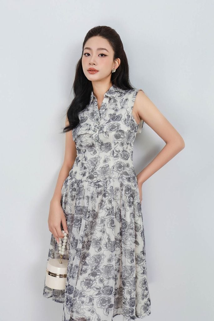 FDC34062 - tỷ lệ kèo 8899 vải lưới dáng xòe có lót vải habutai cổ đức thân phối vạt tạo kiểu khóa thân sau - tỷ lệ kèo 8899