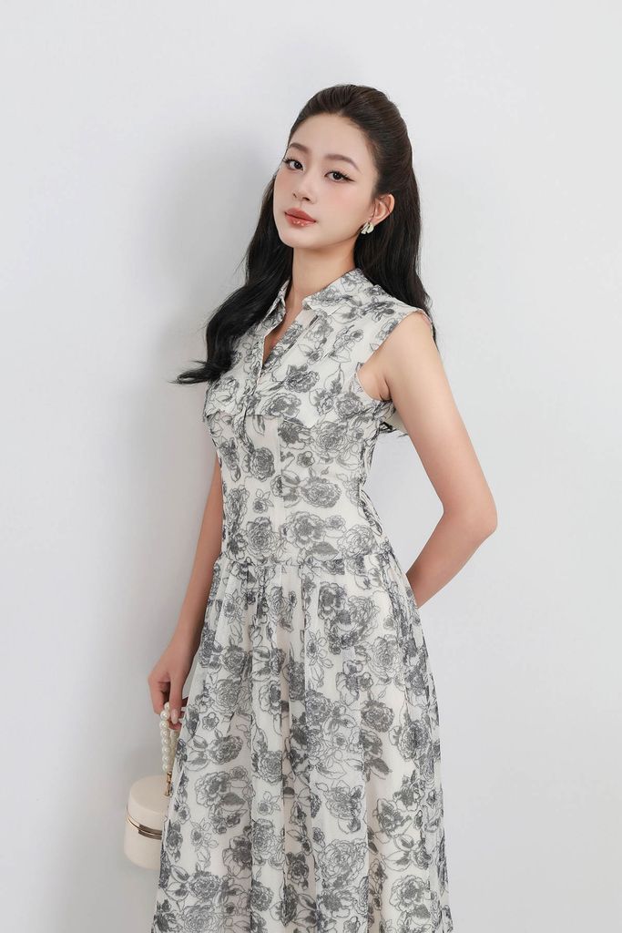 FDC34062 - tỷ lệ kèo 8899 vải lưới dáng xòe có lót vải habutai cổ đức thân phối vạt tạo kiểu khóa thân sau - tỷ lệ kèo 8899