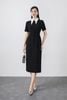 FDC34169 - Đầm công sở vải phi cát dáng bút chì cổ đức tháo rời thân váy đính khuy bọc trang trí có túi váy bên hông khóa thân sau - PANTIO