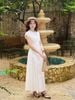 FDC35140 - tỷ lệ kèo 8899 vải thô kate dáng A cổ tròn vai chờm thân váy xếp nhún tạo xoè khóa thân sau - tỷ lệ kèo 8899