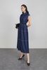 FDC35312 - Đầm công sở vải demin dáng ôm cổ đức tay chờm thân váy phối đường viền chỉ cài khuy thân trước lưng bo chun co giãn - PANTIO