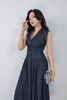 FDC35315 - Đầm công sở vải denim dáng ôm cổ hai ve không tay thân váy phối khuy tạo kiểu kèm dây đai thắt eo thời trang - PANTIO