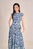 FDC35456 - Đầm công sở vải thô lanh dáng suông cổ tròn tay chờm thân váy phối ly bung tạo xoè eo có dây đai thời trang - PANTIO