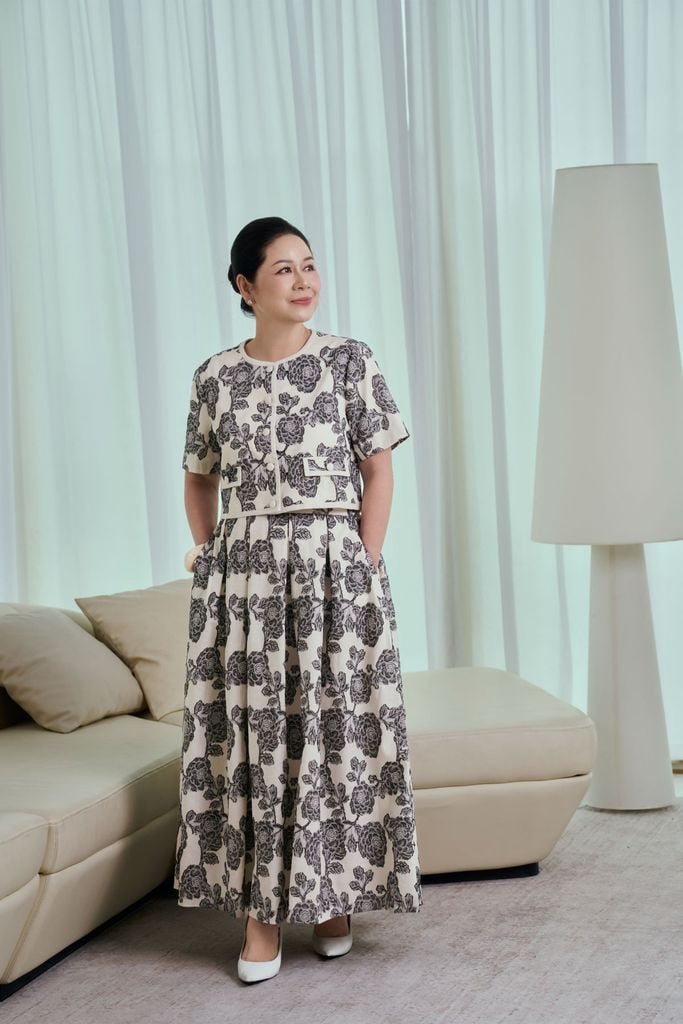 BJD13682 - Chân váy dài công sở vải linen dáng chữ A thân váy phối ly bung dáng xoè khoá thân sau - PANTIO
