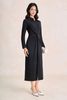 FDC95639 - Đầm công sở vải cotton cổ bẻ tay dài thân váy vặn xoắn tạo kiểu khoá thân sau - PANTIO