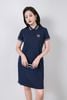 FDD3190 - Đầm dệt kim cao cấp vải cotton dáng suông cổ polo tay ngắn ngực áo in hoa tiết thời trang - PANTIO