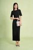 FDD7189 - Đầm dệt kim vải cotton dáng ôm cổ tròn tay lửng eo váy xếp nhún tạo kiểu khoá thân sau - PANTIO