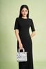FDD7189 - Đầm dệt kim vải cotton dáng ôm cổ tròn tay lửng eo váy xếp nhún tạo kiểu khoá thân sau - PANTIO