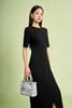 FDD7189 - Đầm dệt kim vải cotton dáng ôm cổ tròn tay lửng eo váy xếp nhún tạo kiểu khoá thân sau - PANTIO