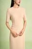 FDD7189 - Đầm dệt kim vải cotton dáng ôm cổ tròn tay lửng eo váy xếp nhún tạo kiểu khoá thân sau - PANTIO