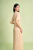 FDD7189 - Đầm dệt kim vải cotton dáng ôm cổ tròn tay lửng eo váy xếp nhún tạo kiểu khoá thân sau - PANTIO