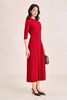 FDD9196 - Đầm dệt kim vải cotton dáng chữ A cổ tròn tay lửng thân váy phối nhún tạo kiểu khoá thân sau - PANTIO