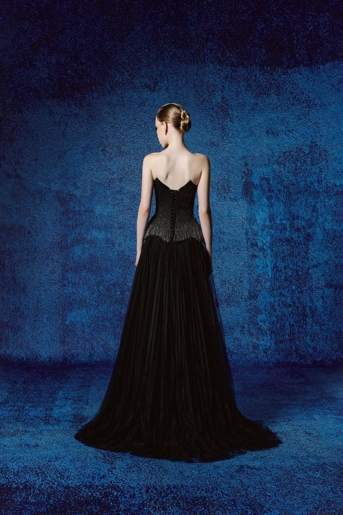 FDH5706 - Đầm dạ hội cao cấp dáng ôm cúp ngực eo đính đá thời trang thân váy phối lưới dập ly tạo kiểu kèm khăn choàng - PANTIO