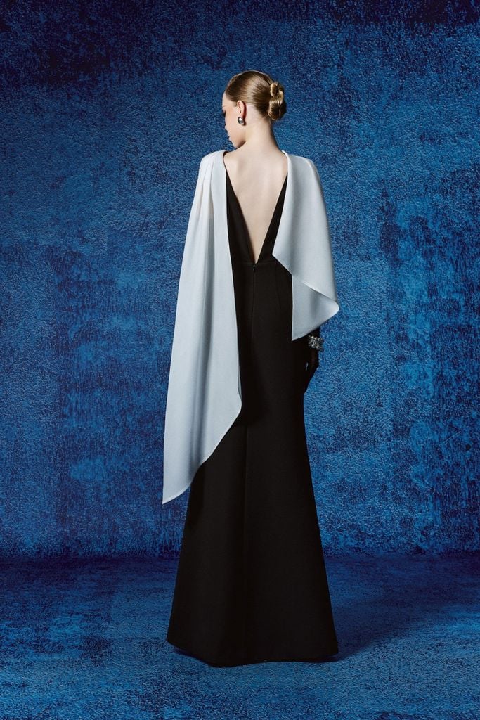 FDH5709 - Đầm dạ hội vải thô dày dáng ôm cổ kiểu phối vạt thời trang khoá thân sau - PANTIO