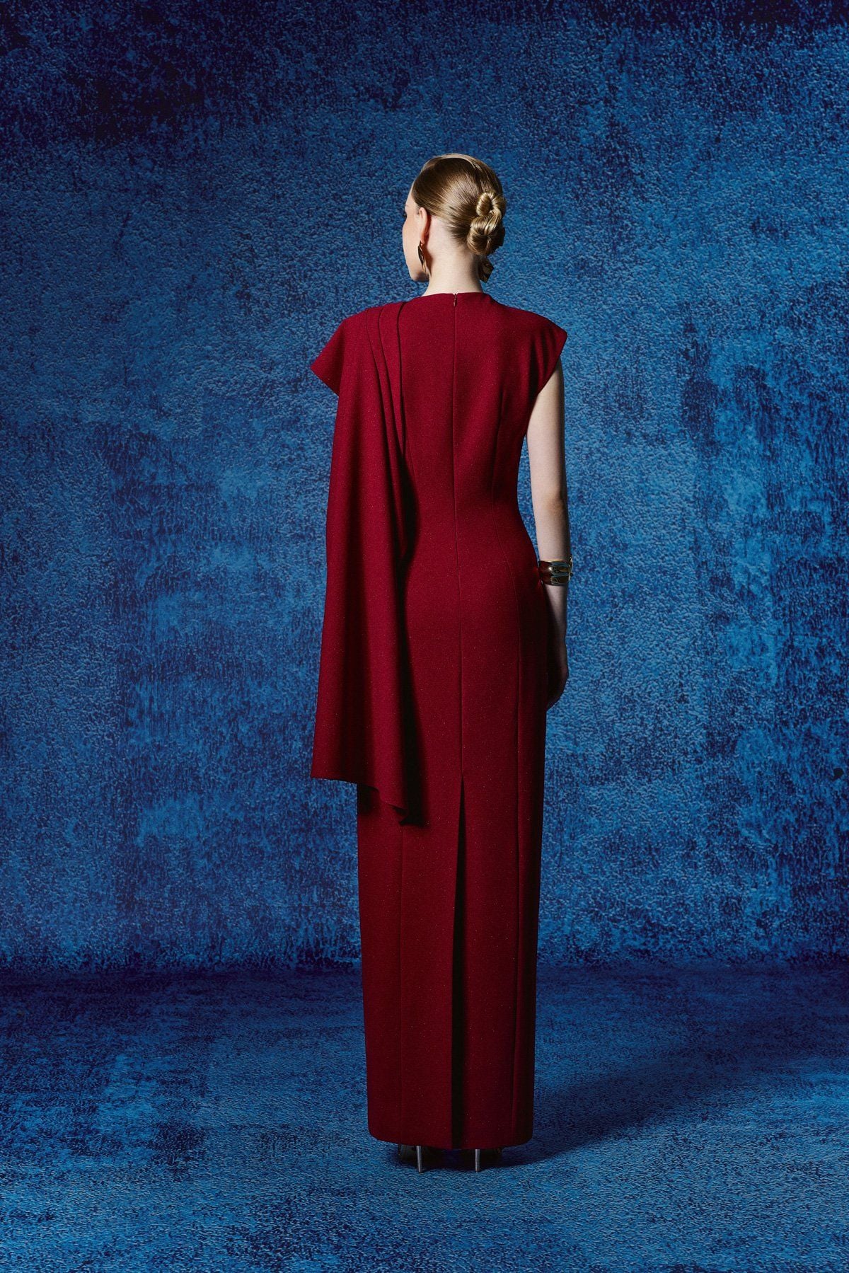 FDH5712 - Đầm dạ hội cao cấp vải cotton dáng ôm cổ kiểu tay chờm vai phối vạt thời trang - PANTIO