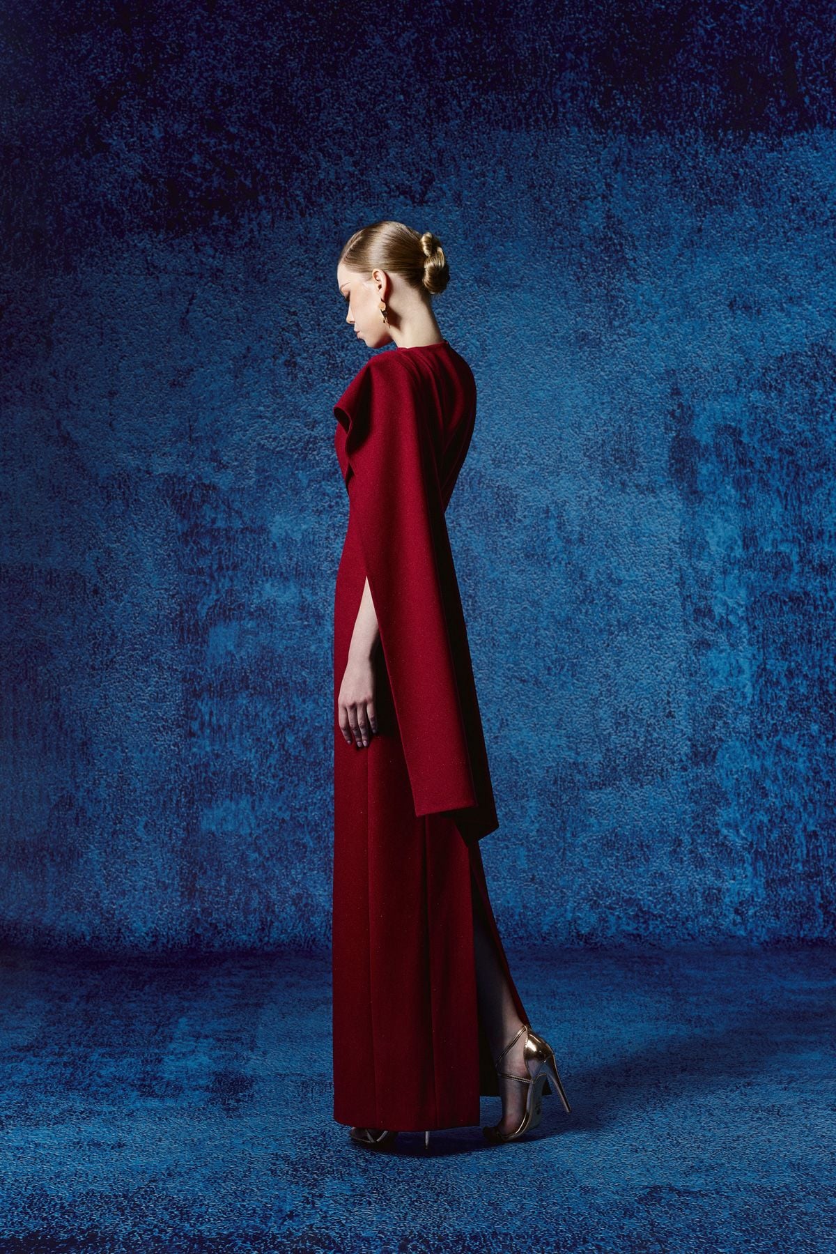 FDH5712 - Đầm dạ hội cao cấp vải cotton dáng ôm cổ kiểu tay chờm vai phối vạt thời trang - PANTIO