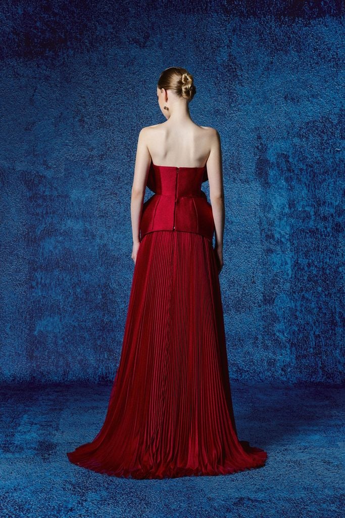 FDH5720 - Đầm dạ hội cao cấp vải tafta dáng xòe cúp ngực eo váy đính đá cao cấp thân váy xếp ly xòe thời trang - PANTIO