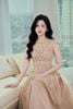 FDH7662 - Đầm dạ hội dáng chữ A xoè vải ren hoa cổ tròn tay chờm thân váy phối vải lưới xoè thời trang khoá thân sau - PANTIO