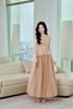 FDH7662 - Đầm dạ hội dáng chữ A xoè vải ren hoa cổ tròn tay chờm thân váy phối vải lưới xoè thời trang khoá thân sau - PANTIO