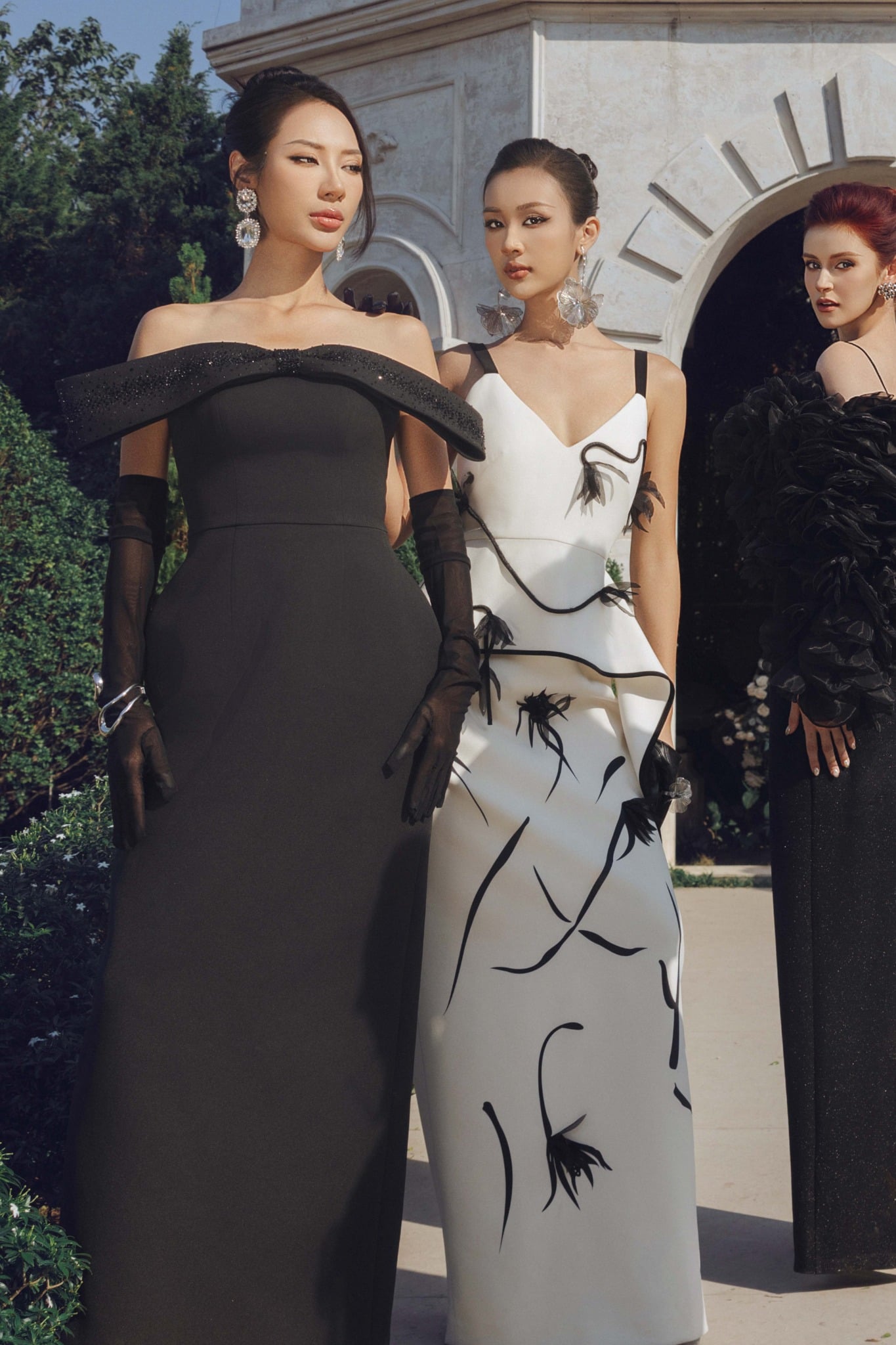 FDH9564 - Đầm dạ hội cao cấp vải cotton cúp ngực đính nơ to 3D dáng chiết eo xẻ tà sau - PANTIO