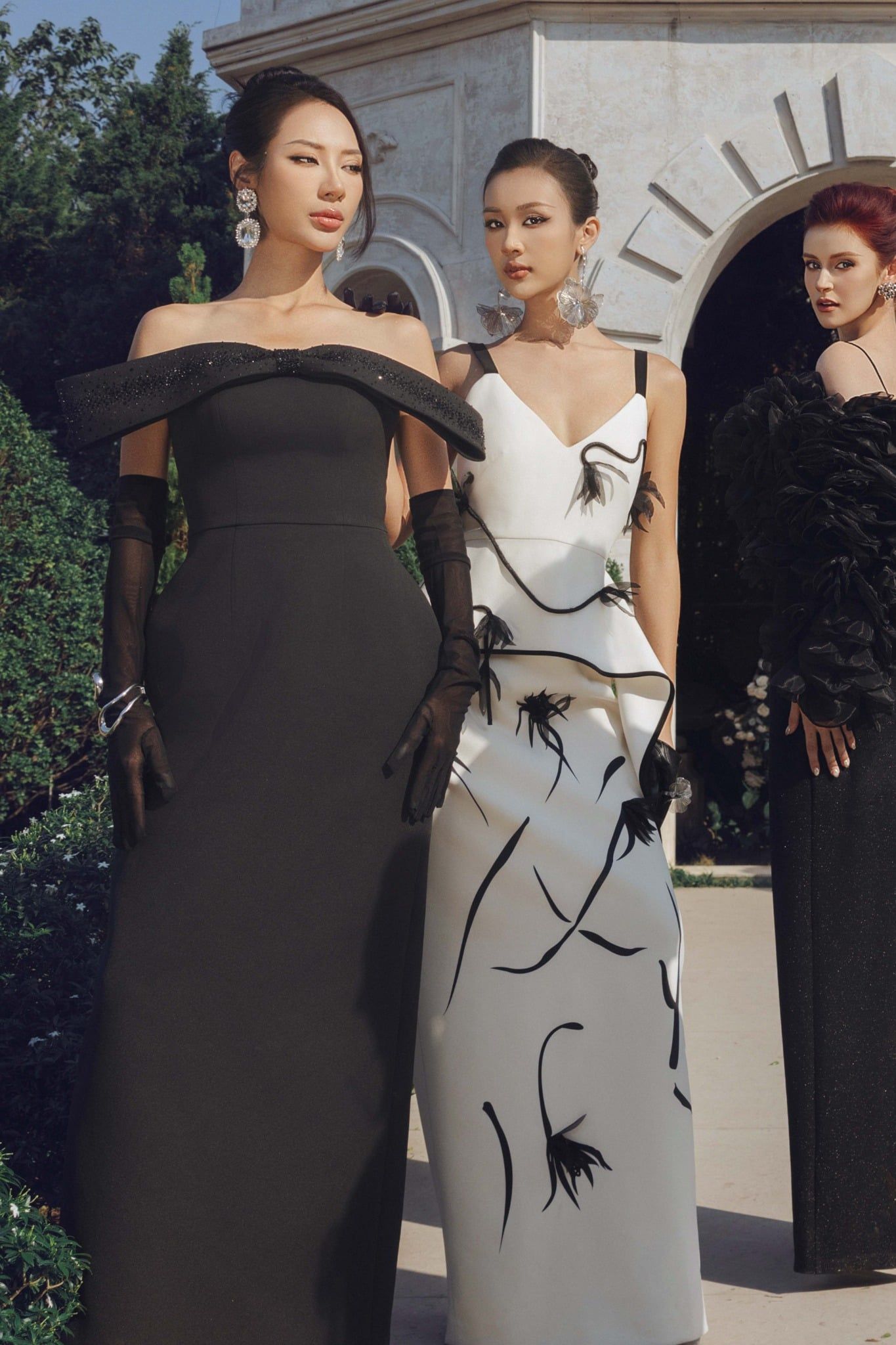 FDH9564 - Đầm dạ hội cao cấp vải cotton cúp ngực đính nơ to 3D dáng chiết eo xẻ tà sau - PANTIO