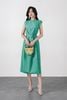 FDP13493 - Đầm dạo phố vải thô kate dáng suông cổ tròn viền tết tạo kiểu tay chờm eo phối dây thắt nơ - PANTIO