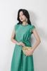 FDP13493 - Đầm dạo phố vải thô kate dáng suông cổ tròn viền tết tạo kiểu tay chờm eo phối dây thắt nơ - PANTIO