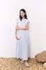 FDP13668 - Đầm dạo phố vải thô kate dáng chữ A cổ tròn tay chờm eo váy phối dây đai tạo kiểu - PANTIO