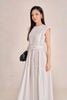 FDP13668 - Đầm dạo phố vải thô kate dáng chữ A cổ tròn tay chờm eo váy phối dây đai tạo kiểu - PANTIO