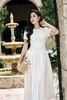 FDP13676 - Đầm dạo phố vải thô dáng chữ A cổ tròn tay cộc eo phối chun lưng ôm co giãn khoá thân sau - PANTIO