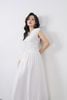 FDP33526 - Đầm dạo phố vải tơ dáng xoè cổ xẻ V vai chờm thân váy xếp nhún tạo kiểu khóa thân sau - PANTIO