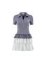 FDP33576 - Đầm dạo phố vải len dáng ôm cổ đức tay ngắn ngực áo thêu hoạ tiết thân váy xếp tầng tạo kiểu - JAN.