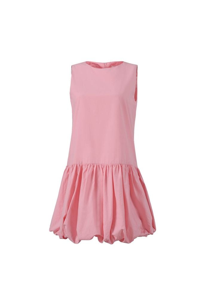 FDP33625 - Đầm dạo phố vải thô kate dáng bí cổ tròn không tay gấu váy phồng tạo kiểu - JAN.