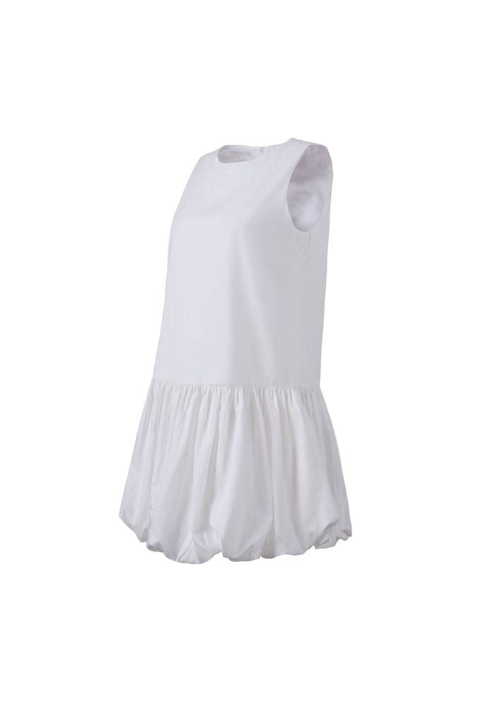 FDP33625 - Đầm dạo phố vải thô kate dáng bí cổ tròn không tay gấu váy phồng tạo kiểu - JAN.