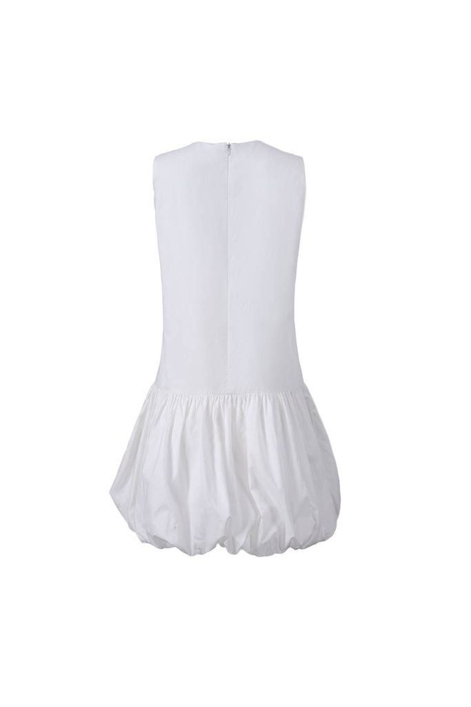 FDP33625 - Đầm dạo phố vải thô kate dáng bí cổ tròn không tay gấu váy phồng tạo kiểu - JAN.